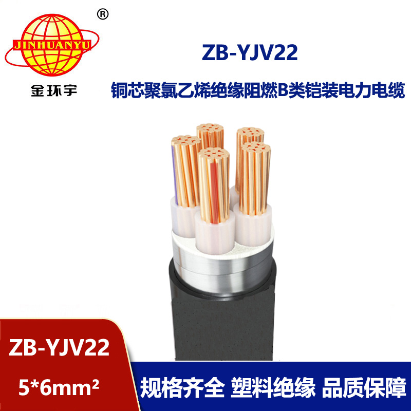 金環宇電纜 鎧裝電纜yjv22阻燃b級 ZB-YJV22-5X6平方 yjv22電纜